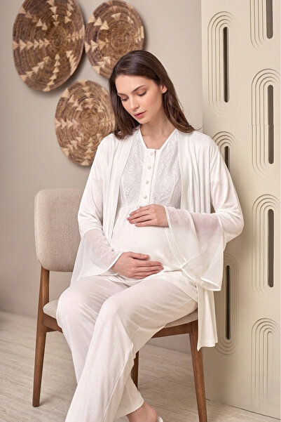 Lohussa New Season Ecru Summer Special Design Flounce Sleeves Maternity Pajam...