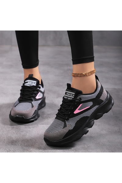 SOSENFER Women's Lightweight Breathable Sneakers Lace-Up Running Shoes Non-Sl...