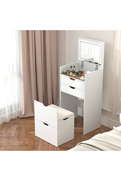 Topone1Topone1 3-in-1 Vanity with Mirror and Lights, Modern Compact Vanity Ta...