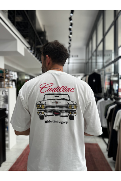 BYBASICMAN Bela Cadillac majica sa printom, oversize model RES-1110
