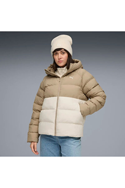 Puma Mono Hooded Jacket Krem ve Bej Kadın Kapüşonlu Kaz Tüyü Mont