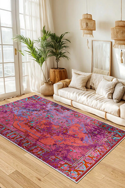 Hülya Home Salon Halısı Mutfak halısı Yolluk Geometrik İskandinav Eskitmeli D...