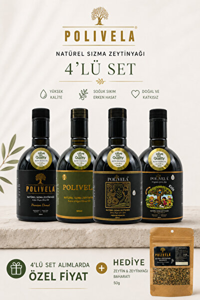Polivela Natürel Sızma Zeytinyağı 4'lü Set 4x500 ml Erken Hasat Soğuk Sıkım +...