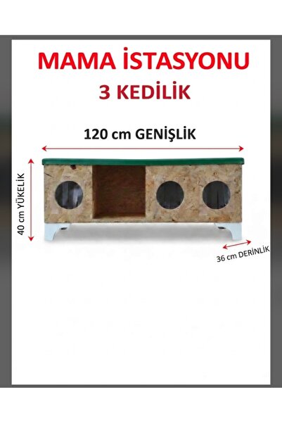 Dabanlıoğlu Mobilya 3 Kedilik OSB Kedi Yuvası & Mama İstasyonu | Sokak Kedisi...