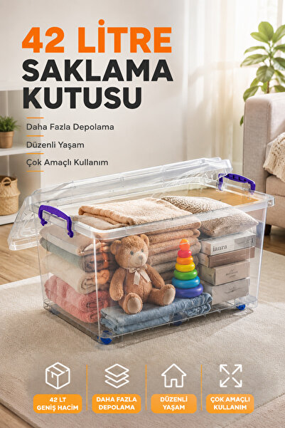 Wumboo Tekerlekli 42 Lt Oyuncak Saklama Kutusu, Oyuncak Düzenleyici-Çocuk Oda...