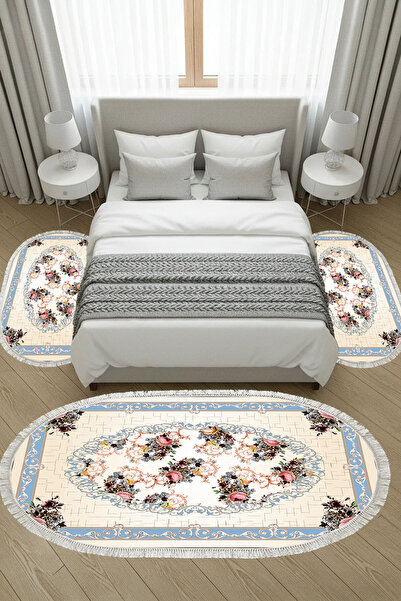 ALANUR Non-Slip, Washable, Digitally Printed 3-Piece Toilet Set |   Oval |   ...