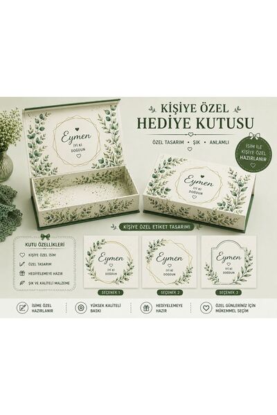 YEAP OFFICE Hediyelik Kişiye Özel Çikolata Kutusu ve Etiket Seti - Doğum Çiko...