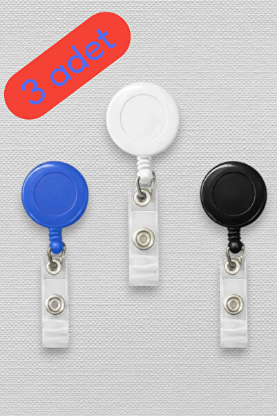 MİLLENEX Renkli 3 Lü Klips Kart Tutucu Buton Yoyo Kimlik Kart Makarası Yoyo K...