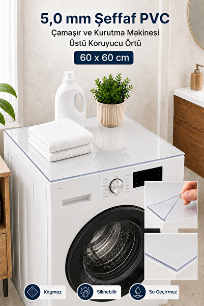 Overdal 5.0 mm Transparent Pvc Washing Machine Dryer Top Protective Cover Non...