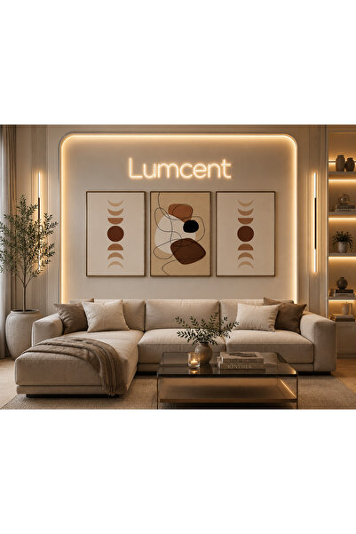 Lumcent Modern Soyut Sanat 3'lü Tablo Seti – Çerçeve görünümlü - Minimalist S...