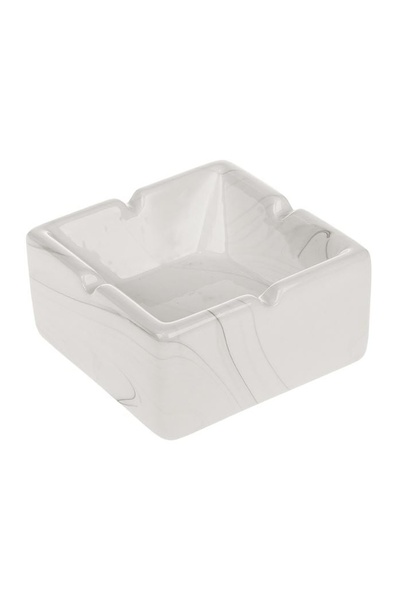 OEM Scrumieră ceramică pătrată alb marble 10x10x5 cm, aspect elegant pentru d...