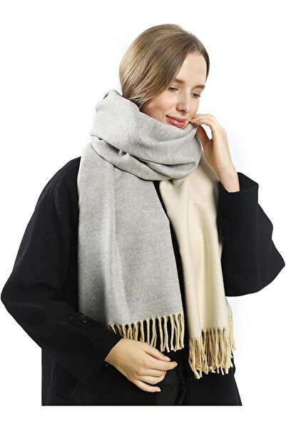 OEM Eșarfă de Iarnă Reversibilă Pashmina Moale Groasă Călduroasă Modernă Alb-...