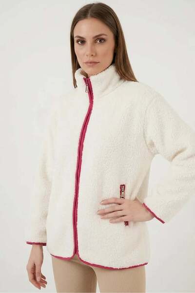 ALFA AKSESUAR 03 Women's Zippered Plush Red Coat