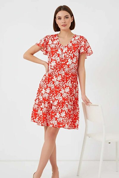 Generic Brand Women's V-Neck Gathered Waist Short Sleeve Flounce Floral Patte...