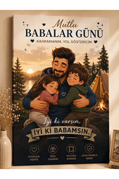 Lumcent Babaya Hediye Dekoratif Kanvas Tablo – Özel Tasarım - İsteğe Göre Öze...