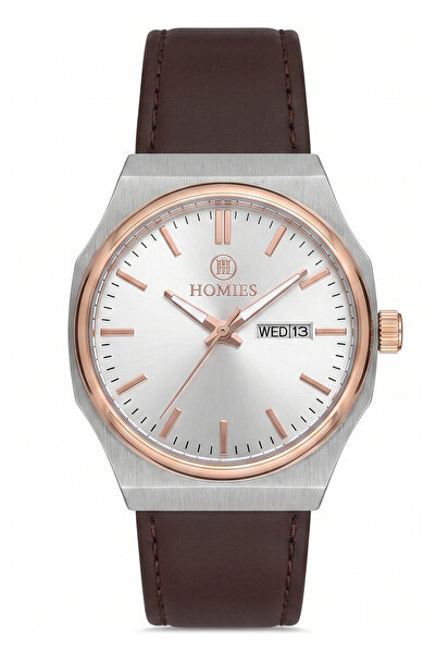 Homies Men's Brown Leather Cord White Dial Calendar Wristwatch 2 Years Warranty