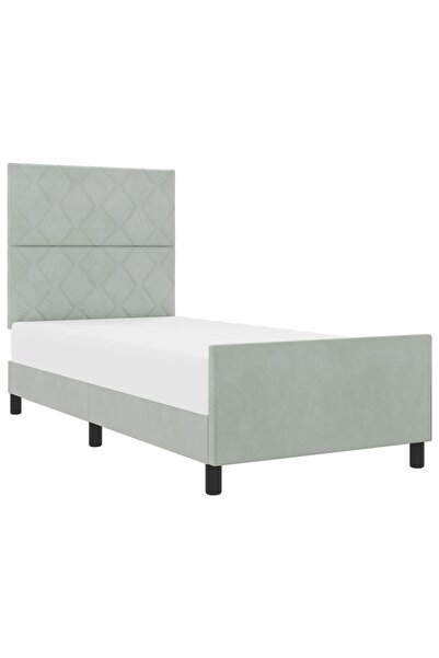 vidaxl Pat cu arcuri cu headboard Gri deschis 90 x 200 cm Catifea