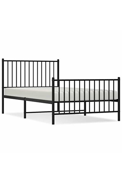vidaxl Cadru pat metalic cu tăblii de cap/picioare, negru, 100x190 cm