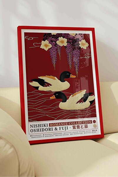 Buka Shops Double Duck Purple Cluster Flower Painting Red – Nishiki Embroider...