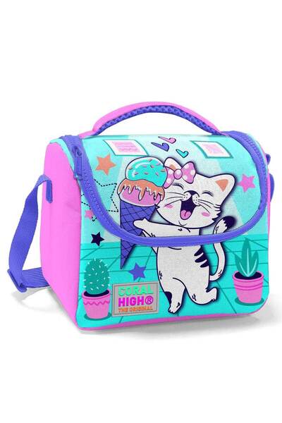 Coral High Cute Cat Patterned Lunchbox 11751