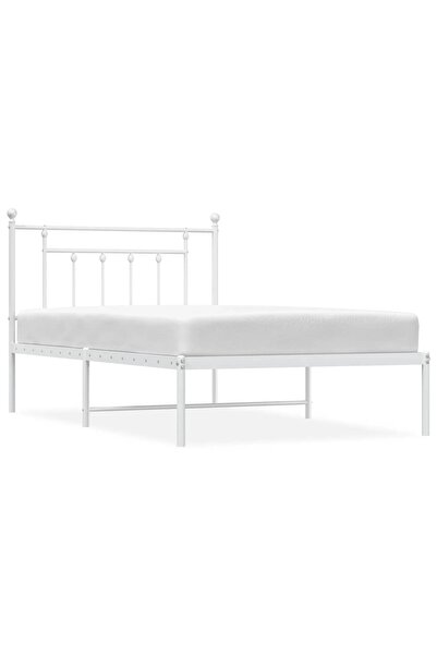vidaxl Cadru de pat din metal cu tăblie, alb, 100x200 cm
