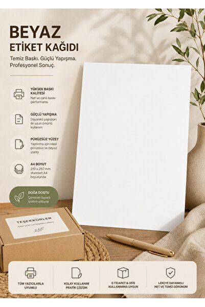 Enerji ambalaj A 4 Size Matte Labels Compatible with All Printers - 25 Pieces