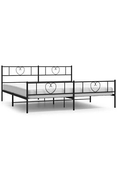 vidaxl Cadru pat metalic cu tăblii de cap/picioare, negru, 183x213 cm