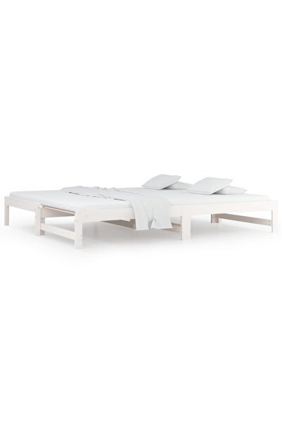 vidaxl Pat de zi extensibil, alb, 2x(80x200) cm, lemn masiv de pin