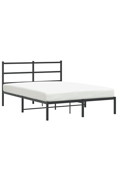 vidaxl Cadru de pat metalic cu tăblie, negru, 135x190 cm
