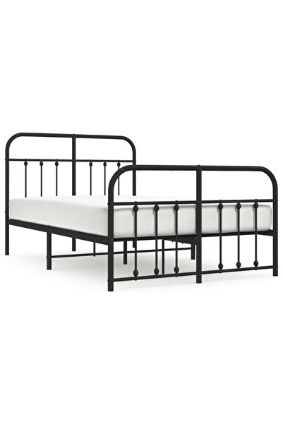 vidaxl Cadru pat metalic cu tăblie de cap/picioare, negru, 120x190 cm
