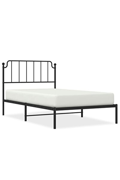 vidaxl Cadru de pat din metal cu tăblie, negru, 107x203 cm