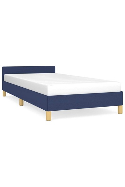 vidaxl Cadru de pat cu tăblie fără saltea, albastru, 90x190 cm, textil