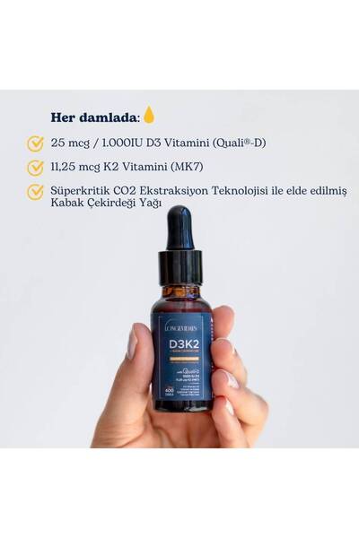 Longevidays D3K2 Damla 20ML - 2'li
