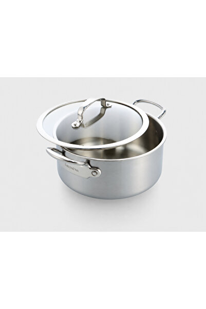 Greenpan Premiere Pro 5-Ply Stainless Steel Deep Pot with Glass Lid 24 cm 4.91 L