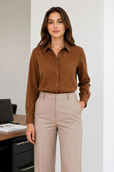 VELİZADE Women's Oversize New Season Cotton Woven 4 Season Wide Fit Polo Coll...