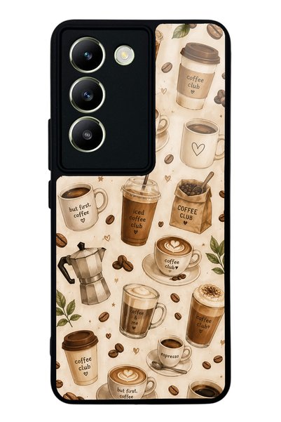 Spoyi غطاء هاتف لامع بتصميم نادي القهوة لهاتف Vivo V30 Lite