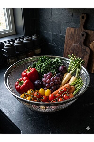 elif aksesuar Stainless Steel Silver Strainer 28 cm