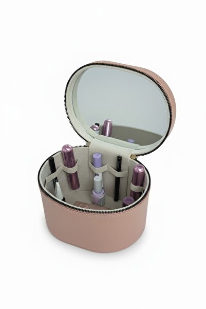 Moda fiesta Makeup Organizer Mirrored Makeup Bag Powder – Portable Cosmetic O...