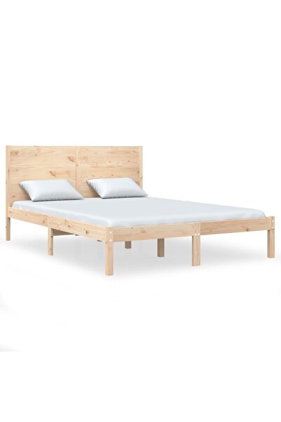 vidaxl Cadru de pat dublu, 135x190 cm, lemn masiv