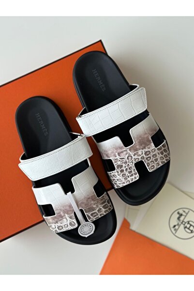 HERMES PARIS Chypre unisex Sandal in Himalaya Niloticus Crocodile Leather