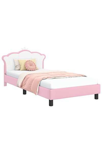 vidaxl Cadru de pat pentru copii cu spătar Roz 80 x 200 cm PU