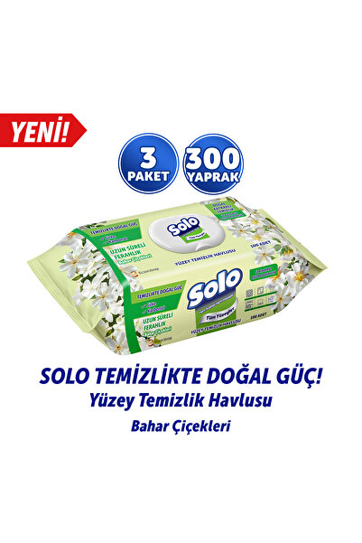 Solo Doğal Güç Bahar Çiçekleri Yüzey Temizleme Mendili 3'lü 300 Yaprak