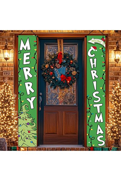BALLOON GARAGE Set 2 Bannere Decorative Craciun, Merry Christmas, Rezistent L...