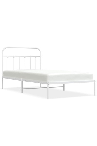 vidaxl Cadru de pat din metal cu tăblie, alb, 100x200 cm