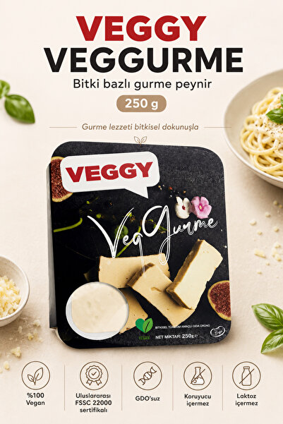 Veggy VegGurme Parmesan 250 gr Vegan Laktozsuz Bitki Bazlı Peynir Alternatifi