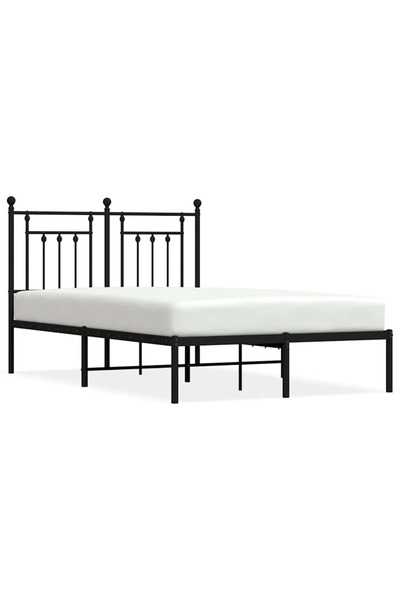 vidaxl Cadru de pat metalic cu tăblie, negru, 135x190 cm