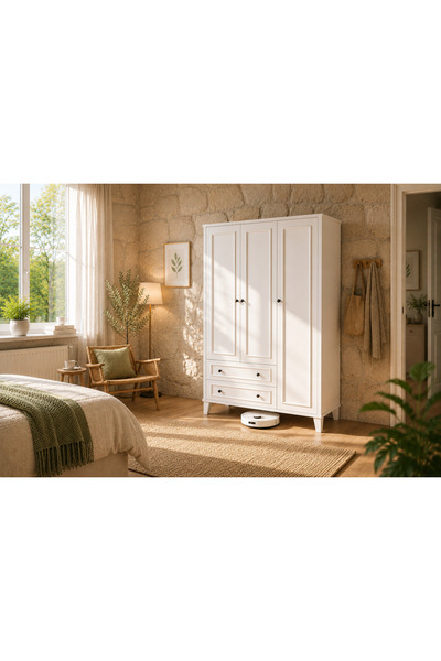 VENATTO madrid 3 kapaklı,raflı,2 çekmeceli dolap/gardırop (%100mdf)