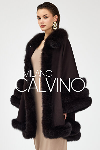 Milano Calvino Furry Cashmere Poncho