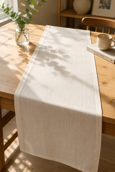 Typoniq Attitude Included Terra Premium Keten Görünümlü Bej Runner 40x140 cm