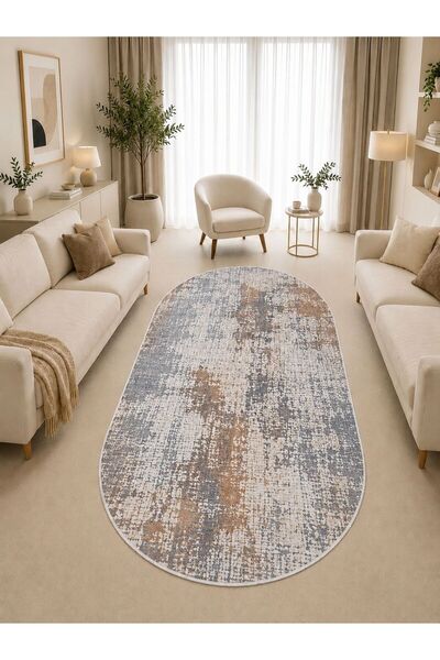 GNL HOME Eskitme Desenli Oval Dijital Baskı Salon,Koridor,Mutfak,Balkon,Ofis ...